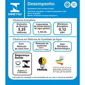 PURIFICADOR DE ÁGUA PREMIUM COMPRESSOR 1008-0145 